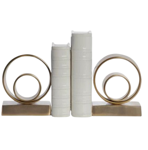 Decoración de mesa Acabado en oro Decoración de habitación moderna Sujetalibros indio Hecho a mano Soporte de extremo de libro de metal - Product Image 1