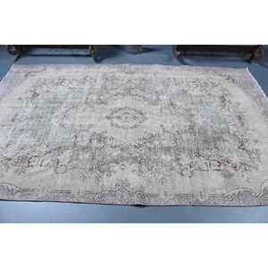 Alfombra Turca de 5.4x9 pies, Alfombra Grande Vintage, Alfombra de Lana con Estampado Animal en Gris - Product Image 3