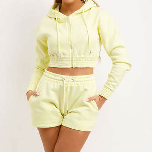 Short à capuche manches longues taille XL ensemble d'entraînement tissu à tricoter en polyester à séchage rapide motif solide Logo à capuche décontracté pour - Product Image 4