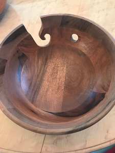 Cuenco de hilo hecho a mano para tejer, ganchillo y costura, hermoso cuenco de almacenamiento de hilo de madera de haya premium antiguo de 8 pulgadas, hecho a mano. - Product Image 6