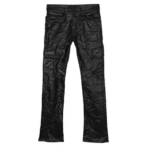 Pantalon en cuir noir à coupe ajustée pour hommes, pantalon en cuir véritable en peau de mouton, pantalon en cuir de haute qualité pour hommes, nouveauté tendance