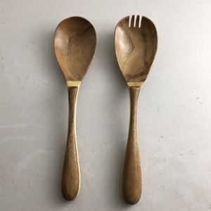 ชุดสลัดไม้ตกแต่งบ้านและห้องครัวทำจากไม้สลัดมือชุดเสิร์ฟสลัดขนาดพิเศษ - Product Image 1