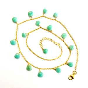 Collar de cadena de eslabones de piedras preciosas de amazonita proveedor de joyería MOQ bajo asequible de plata esterlina 925 hecha a mano - Product Image 1