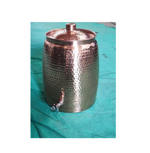 ภาชนะใส่น้ำพร้อมถ้วยแก้วสีทองแดงบริสุทธิ์ขนาด6.5ลิตร (สีน้ำตาล) คูลเลอร์รูปทรงกลมและลดราคา - Product Image 5