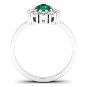 Anillos Halo de Plata de Ley 925 con Moissanita Certificada GRA, Corte Brillante Redondo, 0.5 Quilates, Joyería con Piedra Preciosa Esmeralda, REYES Elegance - Product Image 4