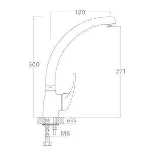 ก๊อกน้ำห้องครัวแบบก้านโยกเดี่ยวพร้อมพวยกาเหล็กหล่อ (มิร์ตาค 65802) - Product Image 2