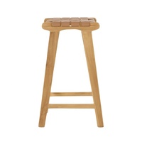 Ensembles de jardin minimalistes, chaise de bar moderne en teck et cuir, tabouret de bar pour restaurant en plein air, bar, café, mobilier