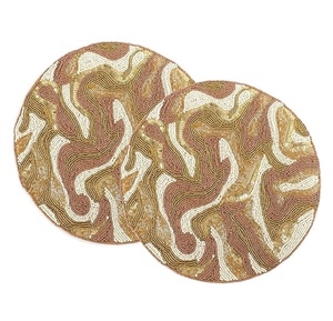 Los más nuevos manteles individuales redondos con cuentas para mesa de comedor tapetes elegantes hechos a mano Mantel Individual con cuentas corredor decorativo bordado - Product Image 1