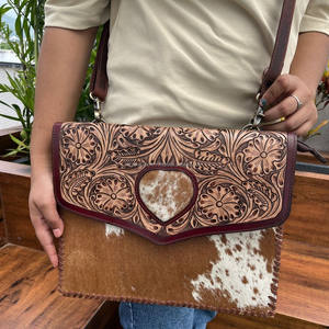 กระเป๋าสะพายคาดลำตัวหนังวัวแท้สำหรับผู้หญิงผมแบบตะวันตก - Product Image 2