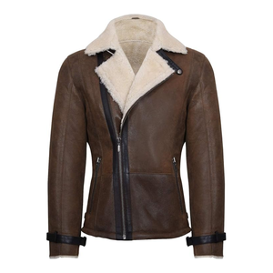 Vestes en cuir de motard pour homme en peau de mouton véritable, coupe ajustée, épaules renforcées, veste de motard pour homme - Product Image 5