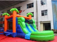 Parcours aquatique double avec château gonflable, parc d'attractions, parcours de roues, château gonflable de fête foraine, location promotionnelle pour événements, équipement d'escalade commercial