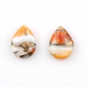 Pierres précieuses en vrac de quartz d'huître épineuse naturelle 12x16mm en forme de poire lisse Briolette cuivre turquoise paume pour la fabrication de bijoux - Product Image 6