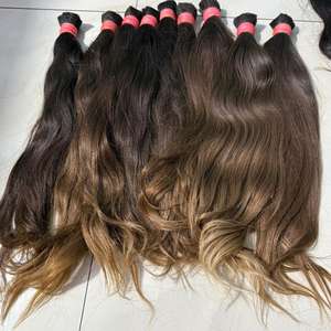 Extensiones de cabello humano natural alineado con cutícula de tejido indio de color Ombre virgen a granel 100% suministro al por mayor para mujeres - Product Image 3