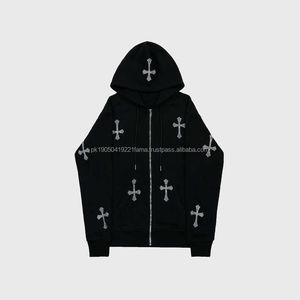 Sudaderas con capucha de alta calidad impresas bordadas de invierno hechas en Pakistán MOQ bajo diamantes de imitación para la venta - Product Image 1