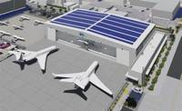 Hangar d'avion préfabriqué moderne en structure d'acier renforcé avec panneaux sandwich