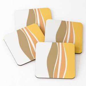 2670 Mango Wood/Acacia Wood Over Printed Tea Serving <b>Coasters</b> 4 Pieces <b>Set</b> - Product Image 2