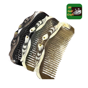 Peine de cuerno natural Premium con propiedades antiestáticas: suave para el cabello y el cuero cabelludo, ideal para la rutina de cuidado del cabello rizado o grueso - Product Image 4