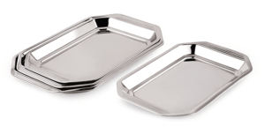 Stainless Steel <b>Rectangular</b> Serving <b>Tray</b> with Handles (Set of Multiple <b>Trays</b>) Victoria <b>Tray</b> Classic Design <b>Mirror</b> Finish - Product Image 2