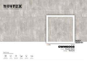 กระเบื้องเซรามิกพอร์ซเลนลายหินแกรนิต ขนาด 60x60 ซม. รุ่น CWM6002 - ผิวด้านแบบ Rustic ป้องกันการลื่น คุณภาพพรีเมียม ขนาด 600x600 มม. สำหรับตกแต่งภายใน - Product Image 3