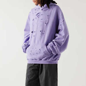 New Trending Fashion OEM Men's <b>Distressed</b> Oversize Hoodies <b>Top</b> Quality Fabric Quick Dry Breathable <b>Distressed</b> Pullover Hoodie - Product Image 2