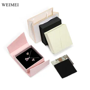 WEIMEI Bracelet Ring Necklace White Black Packaging Magnetic Closure Clamshell Gift Box Double Opening Jewelry Box