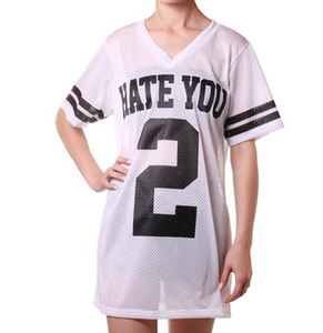 Vestido de malla de fútbol con número Vestido de camiseta larga de mujer con manga de número Vestido de camisa de Jersey de gran tamaño a rayas - Product Image 3