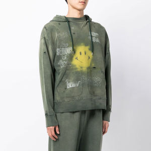 เสื้อมีฮู้ดปักลายแบบกำหนดเองมีซิปรูดไปด้วยพลอยเทียมเสื้อแจ็กเก็ตซักได้แนวสตรีทขนแกะสำหรับผู้ชายวินเทจ - Product Image 6