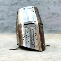 Casque de Chevalier Templier Croisé Médiéval en Acier Doux Fait Main, Armure de Guerrier, Costume de Cosplay, Casque de Chevalier pour Décoration Intérieure