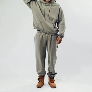 Ensemble survêtement délavé à l'acide avec broderie imprimée personnalisée Pull coupe ample Sweat à capuche et jogging unisexe avec fermeture éclair Street wear pour hommes - Product Image 2
