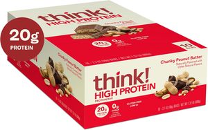 Réfléchissez! Barres protéinées, collations riches en protéines, sans gluten, compatibles casher, beurre de cacahuète chunky, 2,1 oz par barre, lot de 10 - Product Image 5