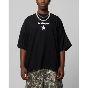 2025 confortable Fit vente chaude chenille broderie dos graphique avant conception Boxy T-shirt goutte-épaule col rond pour les femmes - Product Image 4