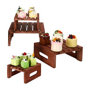 Soporte de exhibición de cupcakes de madera OEM, soporte decorativo para postres, aperitivos, pasteles, soporte de caja de madera rústica, bandeja Base elevadora para boda - Product Image 1
