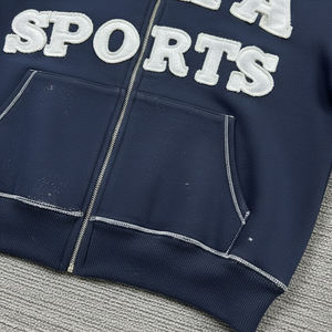 Survêtement élégant avec logo personnalisé, broderie appliquée délavée, vêtements décontractés pour hommes, nouveau style, survêtements personnalisés - Product Image 6