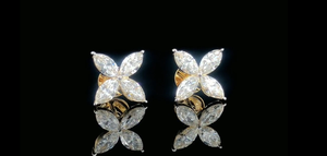 Boucles d'oreilles clous en diamant de laboratoire certifié SGL de 1,20 CTW, taille marquise, or massif 14 carats, bijoux fins - Product Image 2