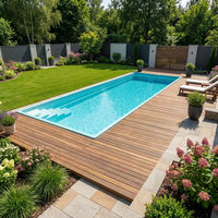 Terrasse modulaire en WPC pour extérieur avec structure de support en acier galvanisé 1m x 1m pour les zones lounge extérieures et les zones autour d'une piscine