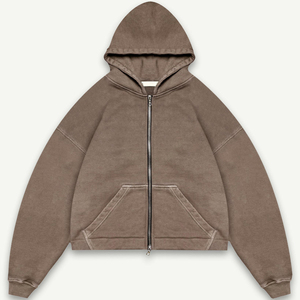 Sweat à capuche zippé surdimensionné et court en coton lourd 100% 500 g/m² avec logo personnalisé pour homme, fermeture éclair intégrale, épaules tombantes, 5XL, uni - Product Image 6