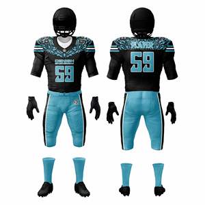 Ensemble de maillots de football américain respirants conçus sur mesure, kit d'entraînement complet en polyester sublimé pour les jeunes, uniformes rembourrés imprimés - Product Image 1