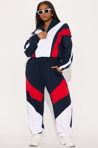 Otoño Invierno personalizable de alta calidad 1/4 zip poliéster mujeres Jogger conjuntos color block chándal mujer gimnasio chándal - Product Image 6