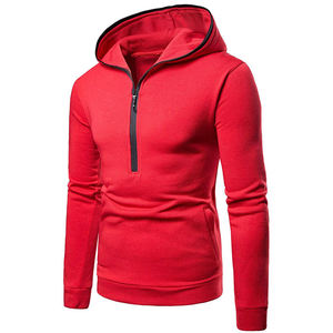 Personnalisé nouveau Style hommes 3/4 quart fermeture éclair jusqu'à Hoodies Polaire Doublé Casual Athlétique Sweats Pull gym sportswear à capuche - Product Image 3