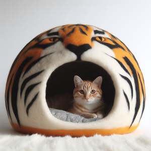 La mejor cama para mascotas Himalaya, tamaño pequeño, calidad Premium, fieltro de lana, transpirable, extraíble, lavable, a rayas, forma ovalada, fácil de viajar - Product Image 5