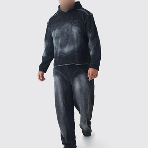 Best Pakistan Clothing Manufacturers Custom Flared Pants Vintage Acid Wash Sun Faded Puff Print Cotton Jogging Tracksuit for <b>Men</b> - Product Image 3