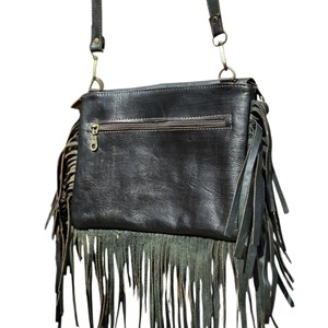 Sac messager en cuir véritable pour femme avec fermeture éclair à pompon, sac à bandoulière portable, sac à main décoré de tournesols - Product Image 4
