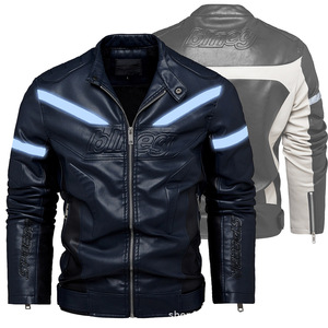 2025 haut tendance hommes coupe ajustée en cuir PU veste hiver mode respirant surdimensionné conception Style formel avant Logo fermeture - Product Image 3