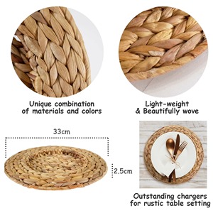 Napperon en jacinthe d'eau naturelle Artisanat Produits écologiques Fabriqué au Vietnam Décoration de table Napperon tissé Vente en gros - Product Image 2