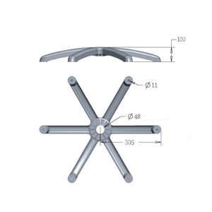 Nylon renforcé de 305mm avec remplacement de base de chaise de bureau en fibre de verre - Product Image 4