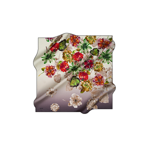 ผ้าพันคอผ้าไหมทรงสี่เหลี่ยมดีไซน์วินเทจพิมพ์ลายเสือดาวดอกไม้ - Product Image 1