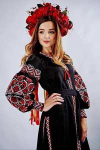 เดรสยูเครนแขนยาวปักลายสำหรับผู้หญิงชุดเดรสยาวคลุมเข่าสไตล์โบฮีเมียนสำหรับใส่ไปงานเลี้ยง - Product Image 4