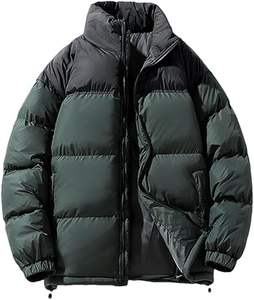 Chaqueta acolchada de invierno informal para hombre, abrigo de esquí grueso con cuello levantado y cremallera con bloque de color, tipo de cierre teñido liso - Product Image 4