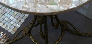 MESA UNICA NÁCAR CON PATA DE HIERRO MAYORES - Product Image 2