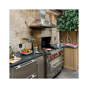 Su misura moderni disegni modulari cucina isola all'aperto barbecue grill con 304 doppio acciaio inox cucina esterna OEM ODM